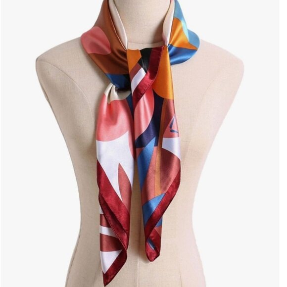 35" Square Silk Like Head Scarf - Women's Fashion Silk Feeling Scarf - Picture 1 of 4